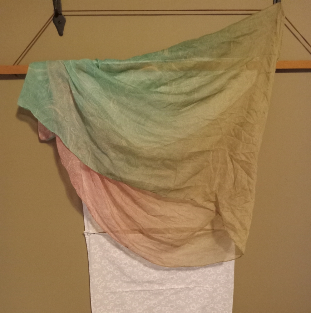 Paisley infinity scarf in pink, brown, and teal